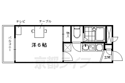 レオパレスＰＯＬＥＳＴＡＲII 2階1Kの間取り