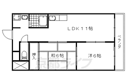 勧修寺ハイツ 2LDKの間取図画像