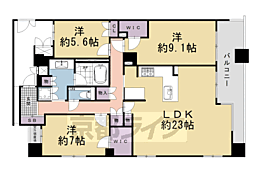 グランレ・ジェイド京都河原町 3LDKの間取図画像