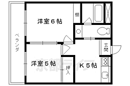 梅津和新ハイツ 2DKの間取図画像