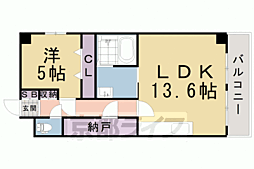 深草サニーハイツ 1LDKの間取図画像