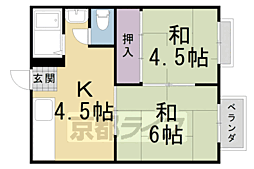 ウインズ上桂A 2DKの間取図画像