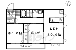 インペリアルスクエア 2LDKの間取図画像