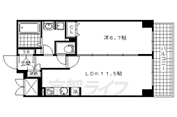 サンクチュアリ山科 1LDKの間取図画像