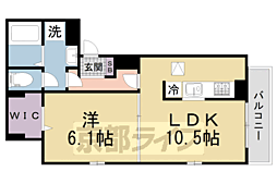 パインオーク A 1LDKの間取図画像