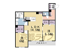 シャーメゾンガーデン太秦 2LDKの間取図画像
