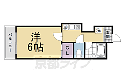 リーブ上ぼん 1Kの間取図画像