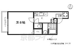 アークリード三十三間堂 1Kの間取図画像