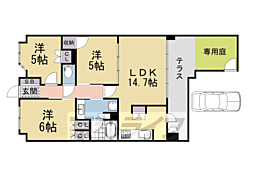 ファインフラッツ京都西院ザ・レジデンス 3LDKの間取図画像