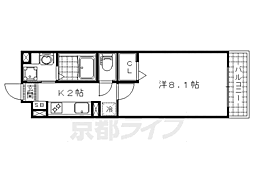 ディアコート山科 1Kの間取図画像