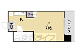 ヴィルベール桂 1Kの間取図画像
