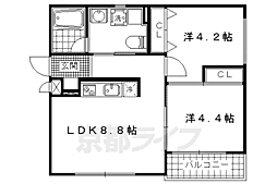 ヴィラヴィスタダイゴサウスサイド 2LDKの間取図画像