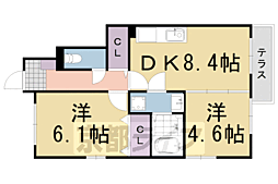 ask篠 2DKの間取図画像