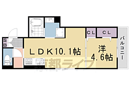 アレーズ向日町 1LDKの間取図画像