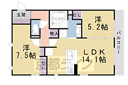 グレース洛西口A 2LDKの間取図画像