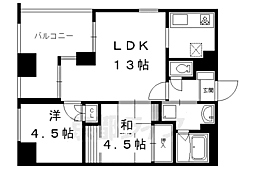 パインフィールド西院 2LDKの間取図画像
