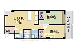 パインコート五条 2LDKの間取図画像