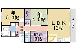 水掛西村ハイツ 2LDKの間取図画像