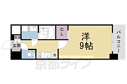 プラムアウル 1Kの間取図画像