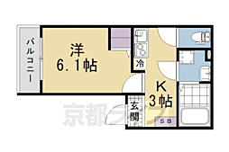 エクセルワンズ観月橋 1Kの間取図画像