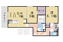GRAMM桂稲荷山 2LDKの間取図画像
