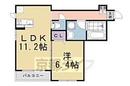 ベレオ桂 1LDKの間取図画像