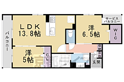 ベルフォーレ御所南 1SLDKの間取図画像
