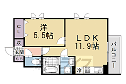 MOCXION桃山 1LDKの間取図画像