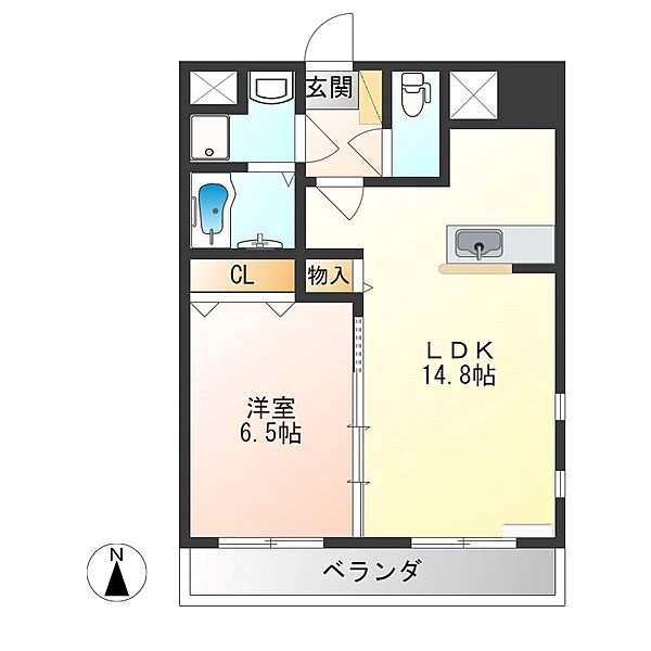 モア　クレドール 206｜栃木県宇都宮市宿郷１丁目(賃貸マンション1LDK・2階・49.82㎡)の写真 その2