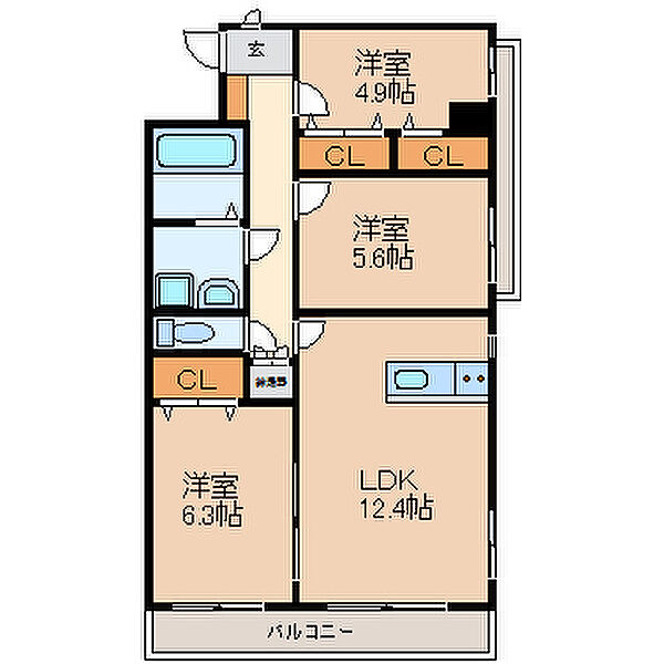 一の沢ヴィラージュマンション 505｜栃木県宇都宮市一の沢２丁目(賃貸マンション3LDK・5階・73.08㎡)の写真 その2