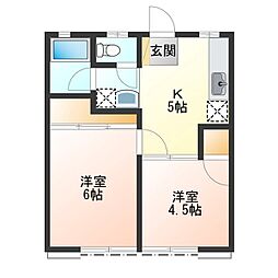 挟又ハイツB 2Kの間取図画像