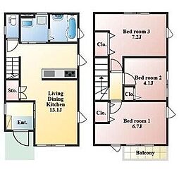 THE　HOUSE　TSURUTA 3LDKの間取り