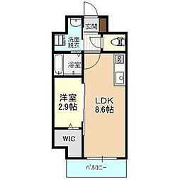 IRMS III 8階1LDKの間取り