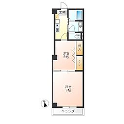 プレステージ祇園 2階2Kの間取り