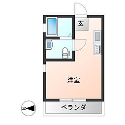 コスモス翔東今泉 ワンルームの間取図画像
