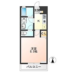 ラ・バスティード 1Kの間取図画像