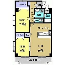 Y&MTAKAHASHI1 2LDKの間取図画像