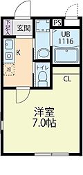 ラフィネ栃木 1Kの間取図画像