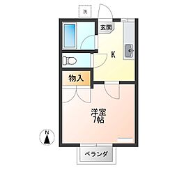 グリーンハイツ陽向台 1Kの間取図画像