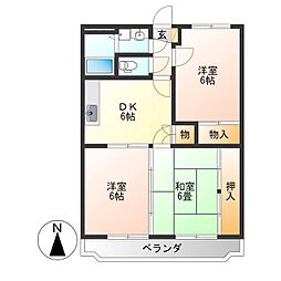 ロイヤルマンション野口 3DKの間取図画像