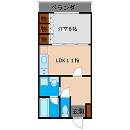 御幸パークマンション 1LDKの間取図画像