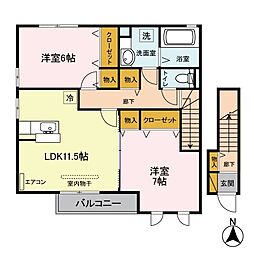 エーデルワイスB 2LDKの間取図画像