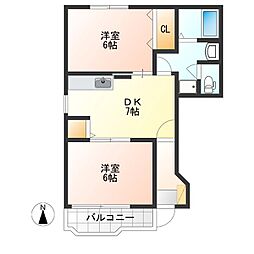 スイートシーズン3 2DKの間取図画像