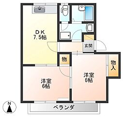 ハイム88-B 2DKの間取図画像