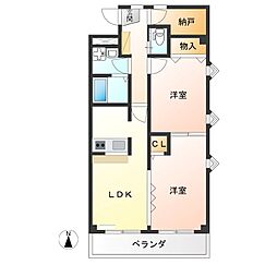 優泰佳ガーデンコートE棟 2SLDKの間取図画像