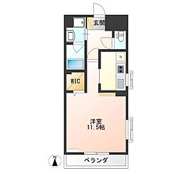 エソール中今泉 1Kの間取図画像