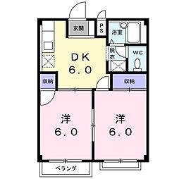 ニューエルディムサブリナ 2DKの間取図画像