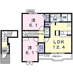 エアリー・カレント2 2LDKの間取図画像