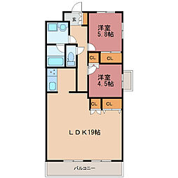 ネオニシキ 2LDKの間取図画像