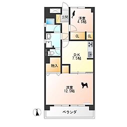 パークビュースーデン 2DKの間取図画像